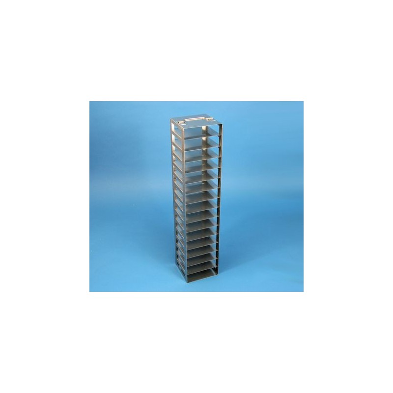 Rack a colonna acciaio inox &#45 16 posti box per microtubi da 0.5ml. Dim. 138x138x638