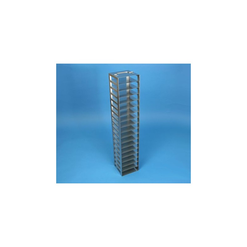 Rack a colonna acciaio inox &#45 18 posti box per microtubi da 0.5ml. Dim. 138x138x717
