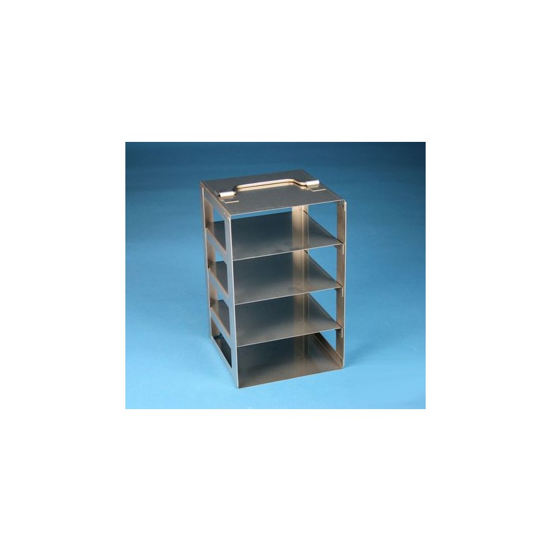 Rack a colonna acciaio inox &#45 4 posti box per microt/vial 2ml. Dim. 138x138x226