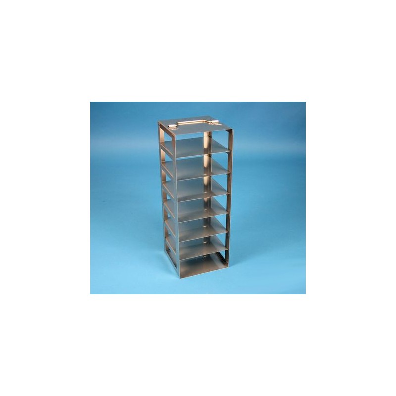 Rack a colonna acciaio inox &#45 7 posti box per microt/vial 2ml. Dim. 138x138x391
