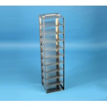 Rack a colonna acciaio inox &#45 10 posti box per microt/vial 2ml. Dim. 138x138x556