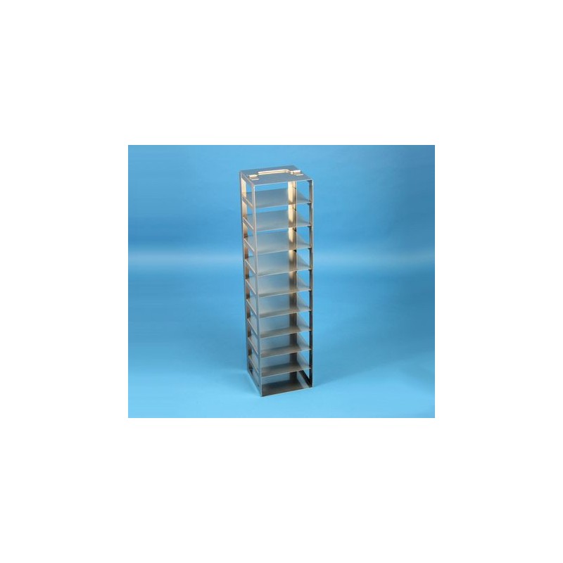 Rack a colonna acciaio inox &#45 10 posti box per microt/vial 2ml. Dim. 138x138x556
