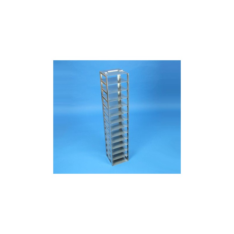 Rack a colonna acciaio inox &#45 14 posti box per microt/vial 2ml. Dim. 138x138x776