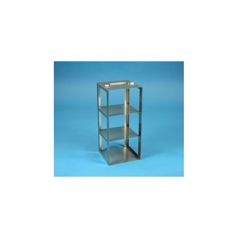Rack a colonna acciaio inox &#45 3 posti box per vial 5ml. Dim. 138x138x303