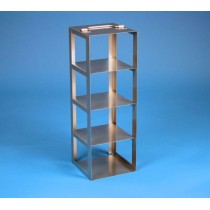 Rack a colonna acciaio inox &#45 4 posti box per vial 5ml. Dim. 138x138x402