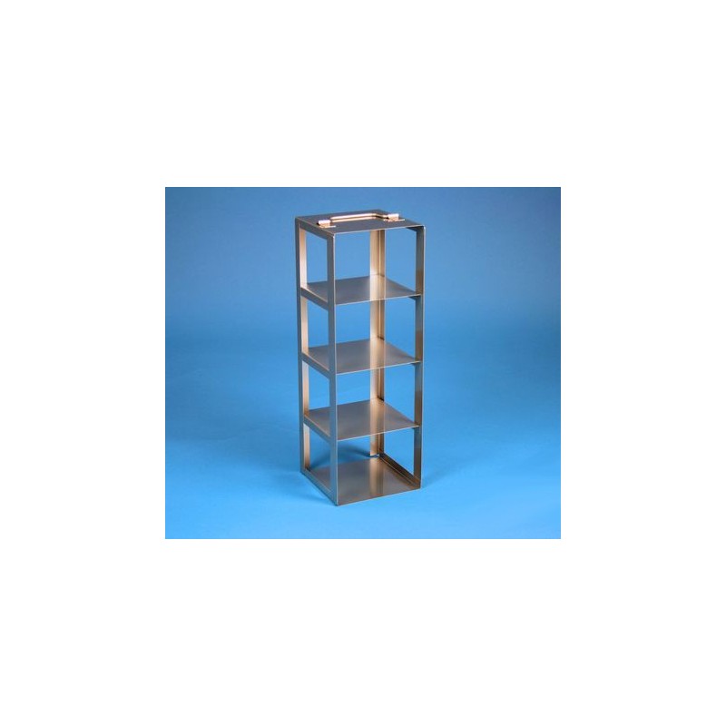 Rack a colonna acciaio inox &#45 4 posti box per vial 5ml. Dim. 138x138x402