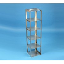 Rack a colonna acciaio inox &#45 5 posti box per vial 5ml. Dim. 138x138x501