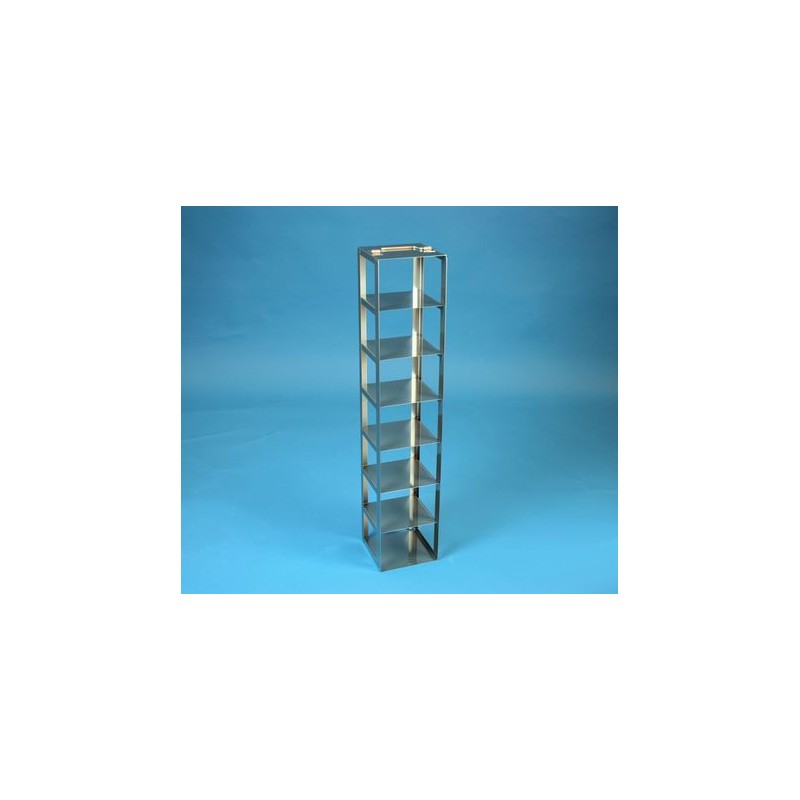Rack a colonna acciaio inox &#45 7 posti box per vial 5ml. Dim. 138x138x699