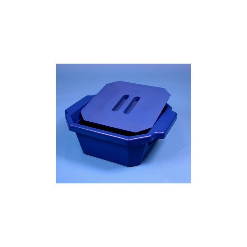 Contenitore ghiaccio PVC da 2.5 litri. Temp. &#45196&#176C a &#4393&#176C. Con coperchio. Dim. 338x285x120mm. Blu