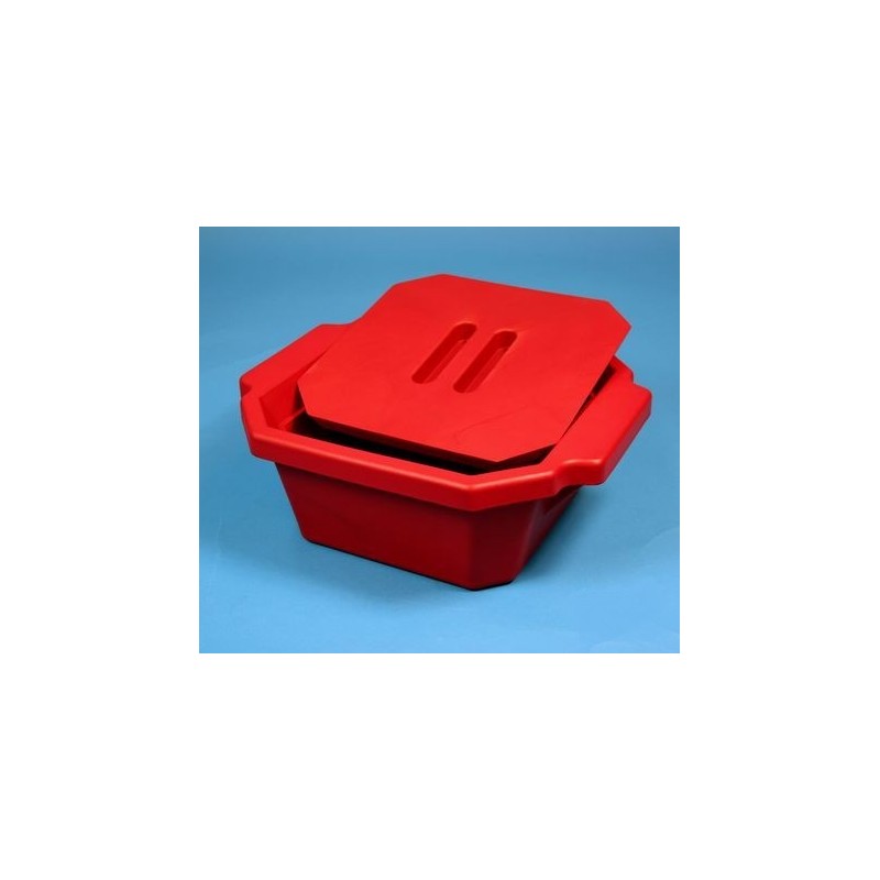 Contenitore ghiaccio PVC da 2.5 litri. Temp. &#45196&#176C a &#4393&#176C. Con coperchio. Dim. 338x285x120mm. Rosso