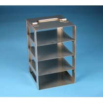 Rack a colonna acciaio &#45 4 posti box per microt/vial 2ml. Dim. 141x141x226