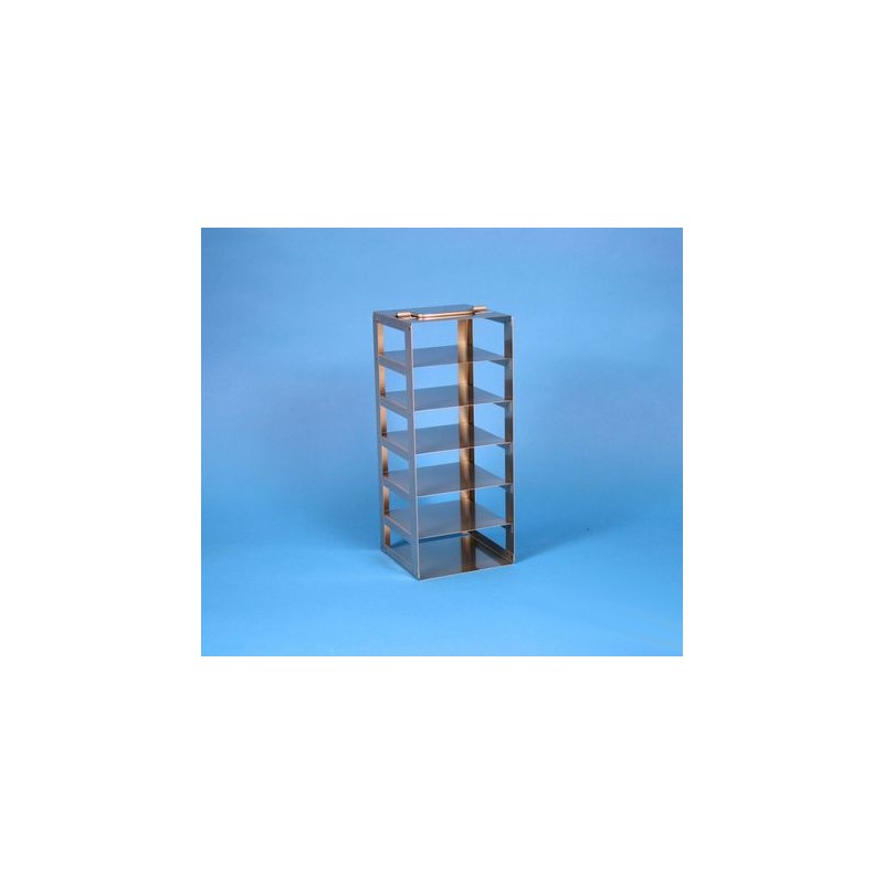 Rack a colonna acciaio &#45 6 posti box per microt/vial 2ml. Dim. 141x141x336