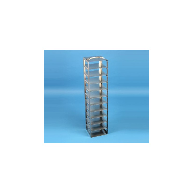 Rack a colonna acciaio &#45 11 posti box per microt/vial 2ml. Dim. 141x141x611