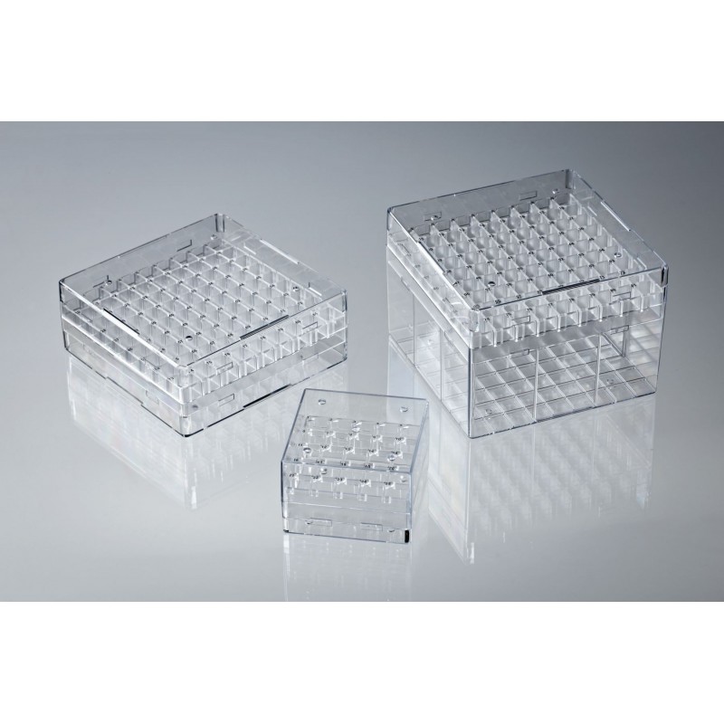 Box in PC trasparenti  25 posti per criotubi 2ml. Cf 5pz