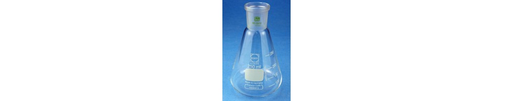 The flasks laboratory glass or plastic